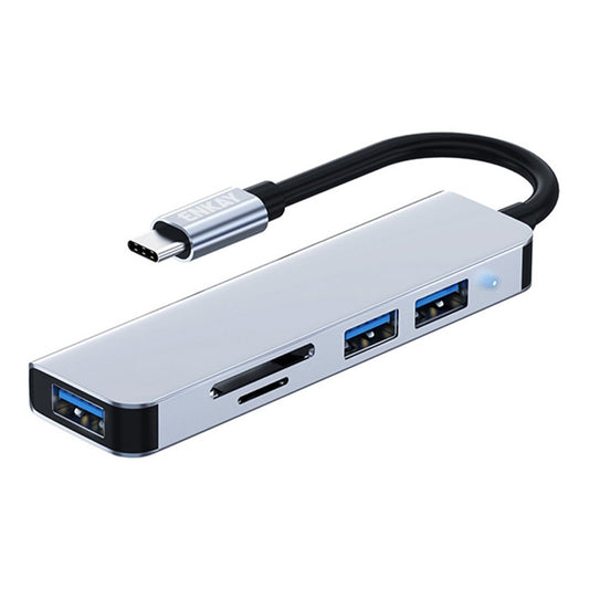 ENKAY HAT PRINCE Type-C Hub Adapter 5-in-1 Multi-Port Converter to USB3.0 + 2xUSB2.0 + SD / TF Card Reader Compatible with Type-C Devices and OS Systems