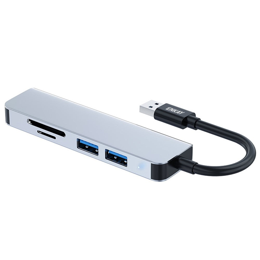 ENKAY HAT PRINCE 5-in-1 USB Hub  Multi-Port Adapter Converter to USB3.0 + 2xUSB2.0 + SD / TF Card Reader for Extended Monitor PC Laptop Desktop