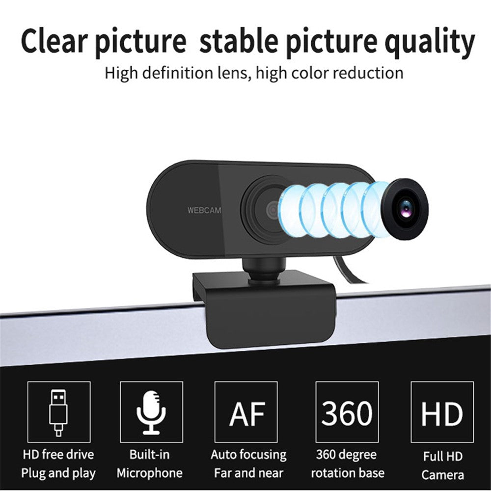 HD 1080P Computer Camera Built-in Mic Smart Webcam Noise Cancellation TV Live Camera (CE Certificate)