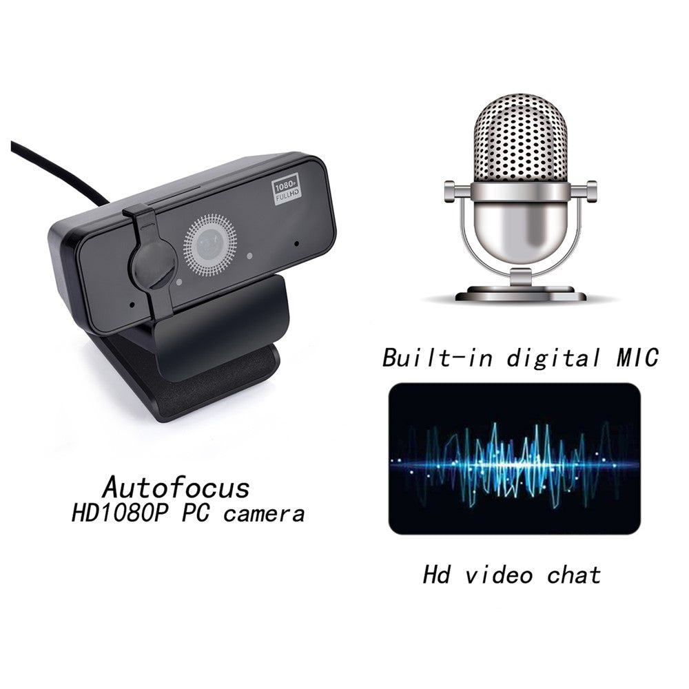 A35 USB 1080P Full HD Webcam Autofocus Web Camera with Built-in Microphone for PC Desktop Computer Laptop