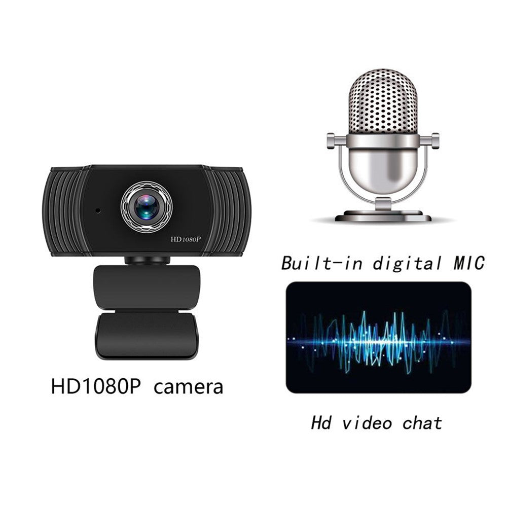 A15 USB Webcam HD 1080P Auto-focus Camera Live Stream Video Chat Conference Camera Built-in Microphone High Definition Cam