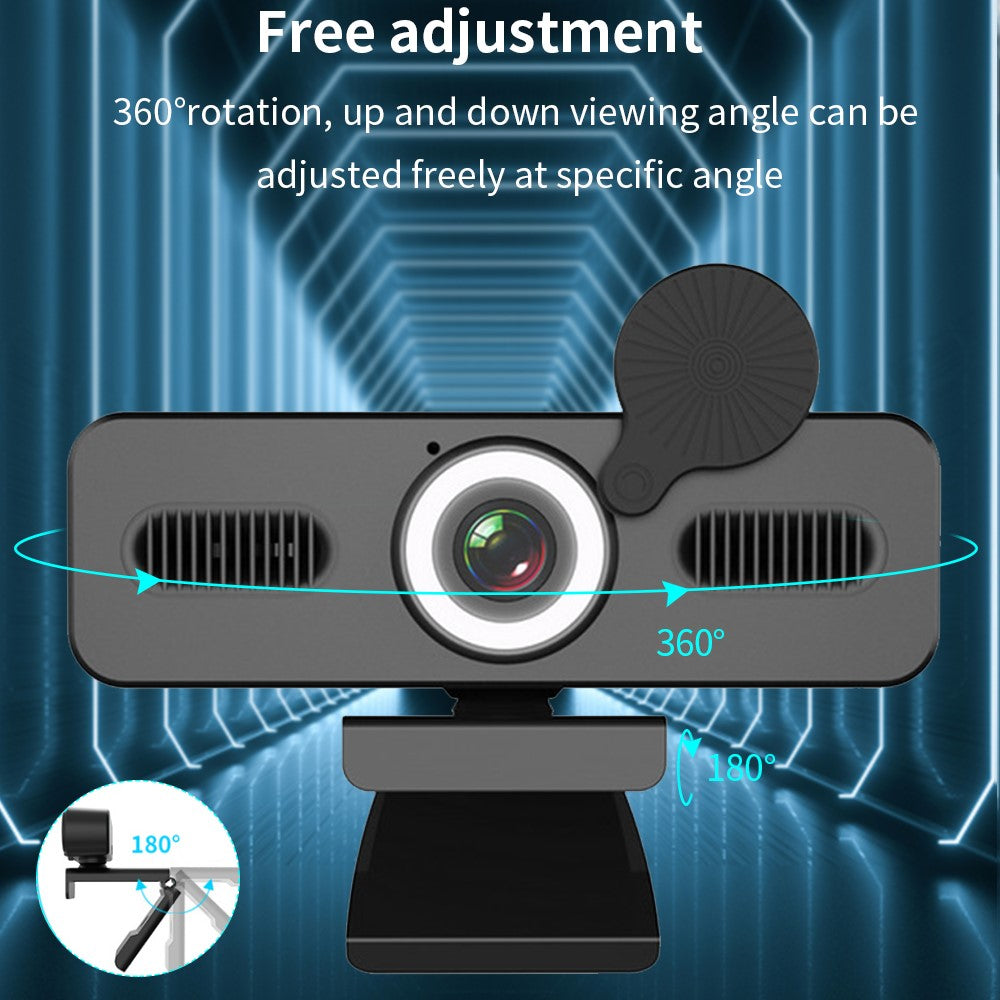 ELEBEST HD 4K USB Computer Camera Live Streaming Video Conference Webcam with Fill Light