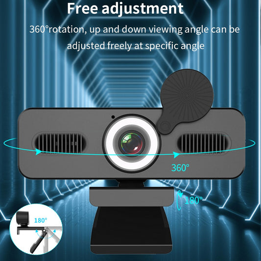 ELEBEST HD 4K USB Computer Camera Live Streaming Video Conference Webcam with Fill Light
