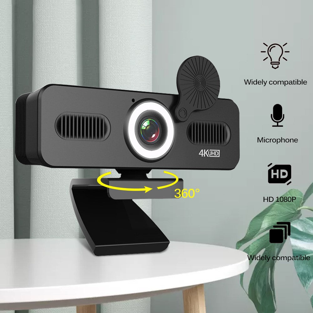 ELEBEST 1080P USB Computer Camera Live Streaming Video Conference Built-in Mic Webcam with Fill Light