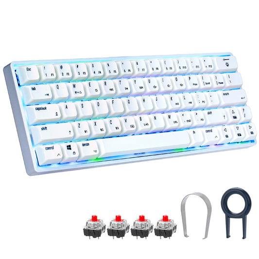IVHCO 63 Keys Mini Gaming Mechanical Keyboard 3-Mode Bluetooth-compatible Keyboard with RGB Effects