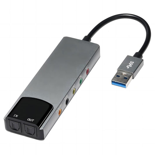 HY-601 6 In 1 USB Multifunction Sound Card USB + 3.5mm Audio + 7.1 Channel / Optical Fiber