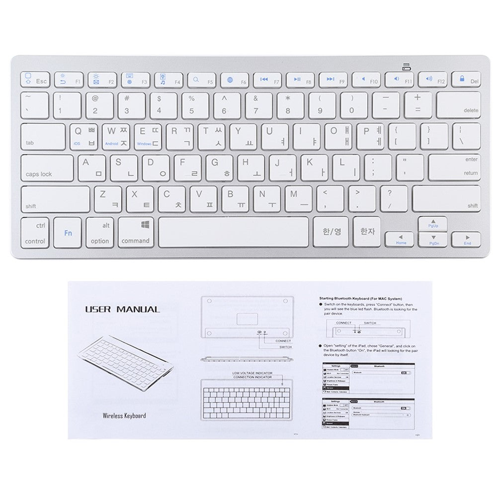 Ultra-Slim Wireless Bluetooth-compatible Keyboard (Korean Language) for Android Windows iOS