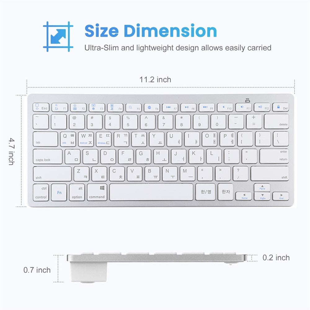 Ultra-Slim Wireless Bluetooth-compatible Keyboard (Korean Language) for Android Windows iOS