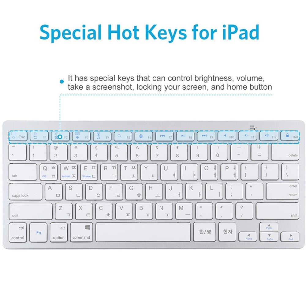 Ultra-Slim Wireless Bluetooth-compatible Keyboard (Korean Language) for Android Windows iOS