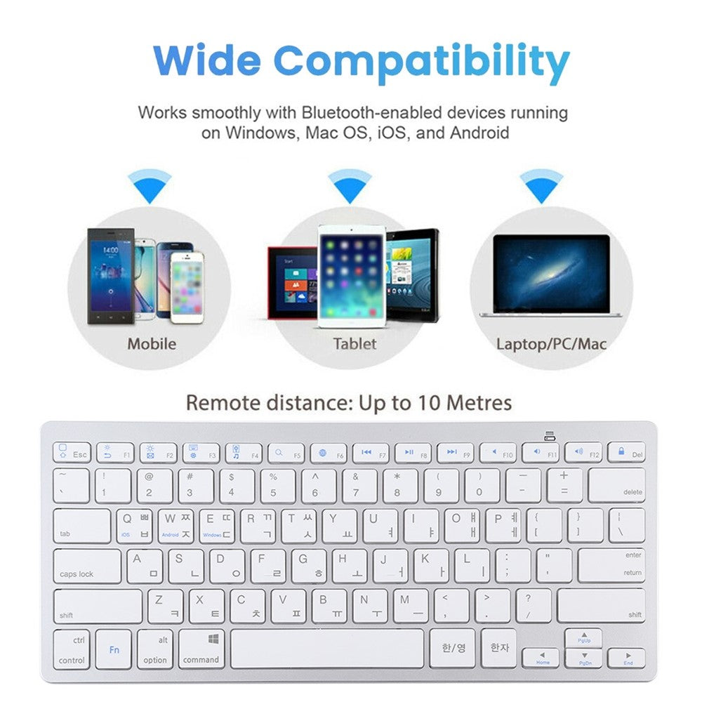 Ultra-Slim Wireless Bluetooth-compatible Keyboard (Korean Language) for Android Windows iOS