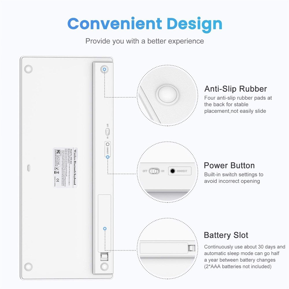 Ultra-Slim Wireless Bluetooth-compatible Keyboard (Spanish Language) for Android Windows iOS