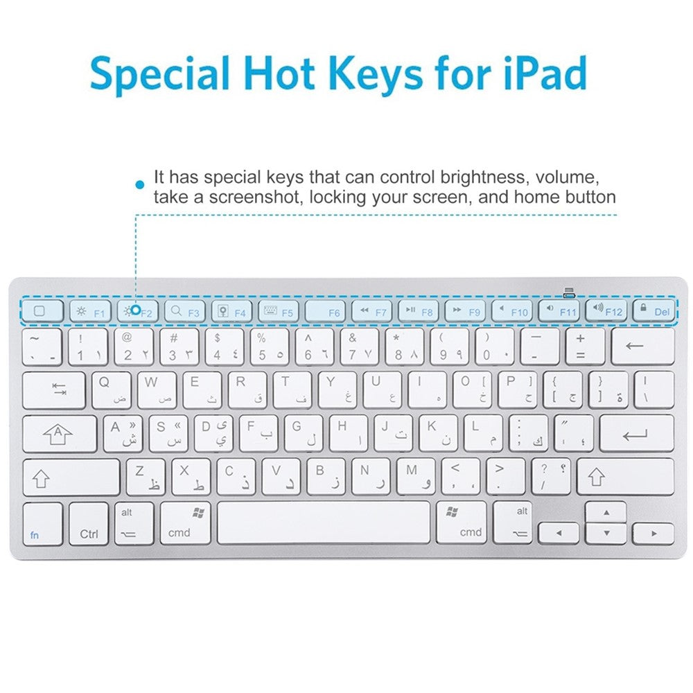 Ultra-Slim Wireless Bluetooth-compatible Keyboard (Arabic Language) for Android Windows iOS
