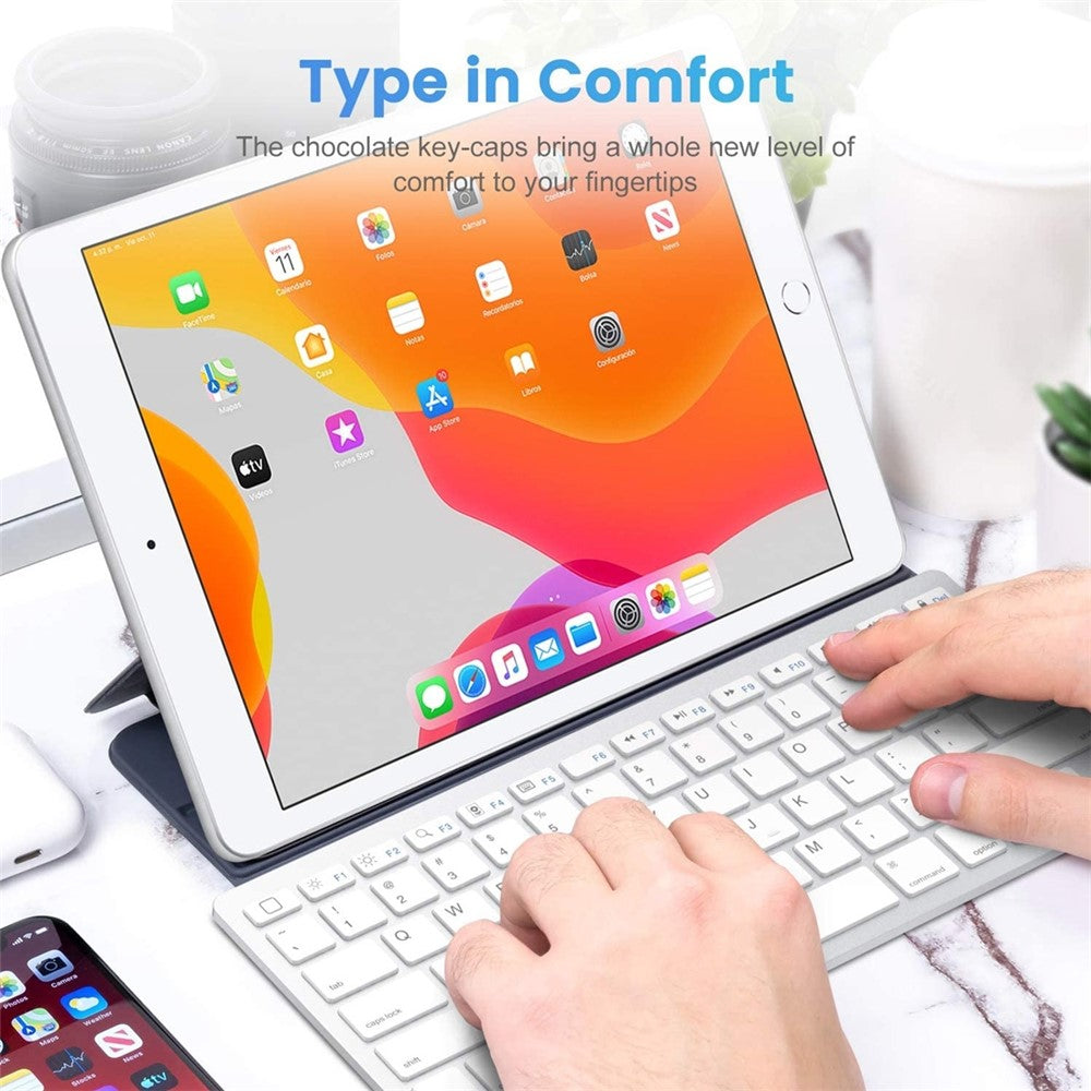 Ultra-Slim Wireless Bluetooth-compatible Keyboard (French Language) for Android Windows iOS