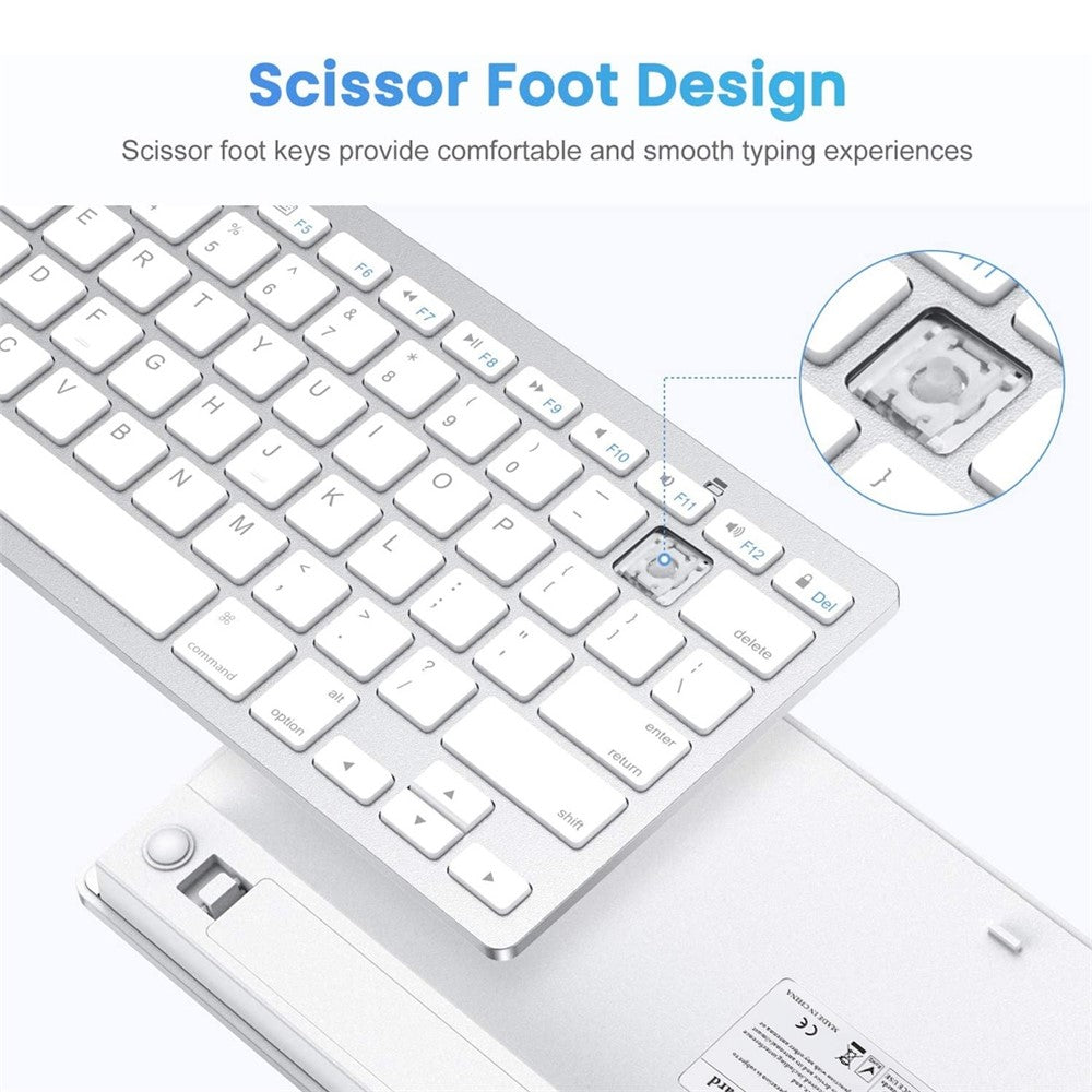 Ultra-Slim Wireless Bluetooth-compatible Keyboard (French Language) for Android Windows iOS