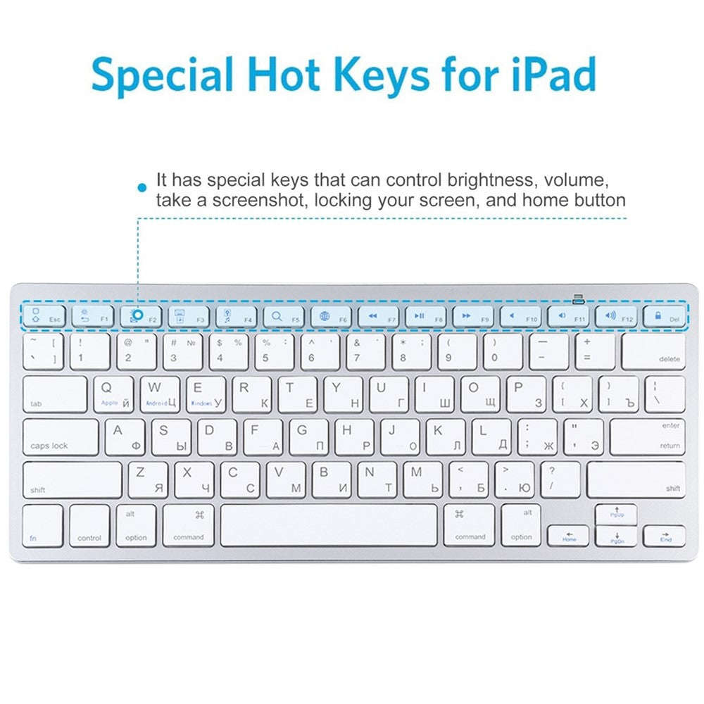 Ultra-Slim Wireless Bluetooth-compatible Keyboard (Russian Language) for Android Windows iOS
