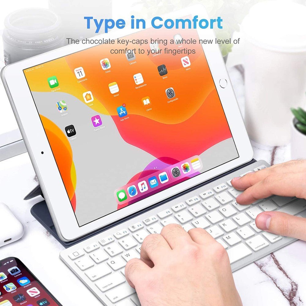 Ultra-Slim 78 Keys Wireless German Language Bluetooth-Compatible Keyboard for Android Windows iOS