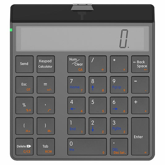 SUNREED KC9001S Wireless Numeric Keypad 12-Digit LCD Display 28-Keys Financial Accounting Rechargeable Number Keyboard for Laptop Desktop PC