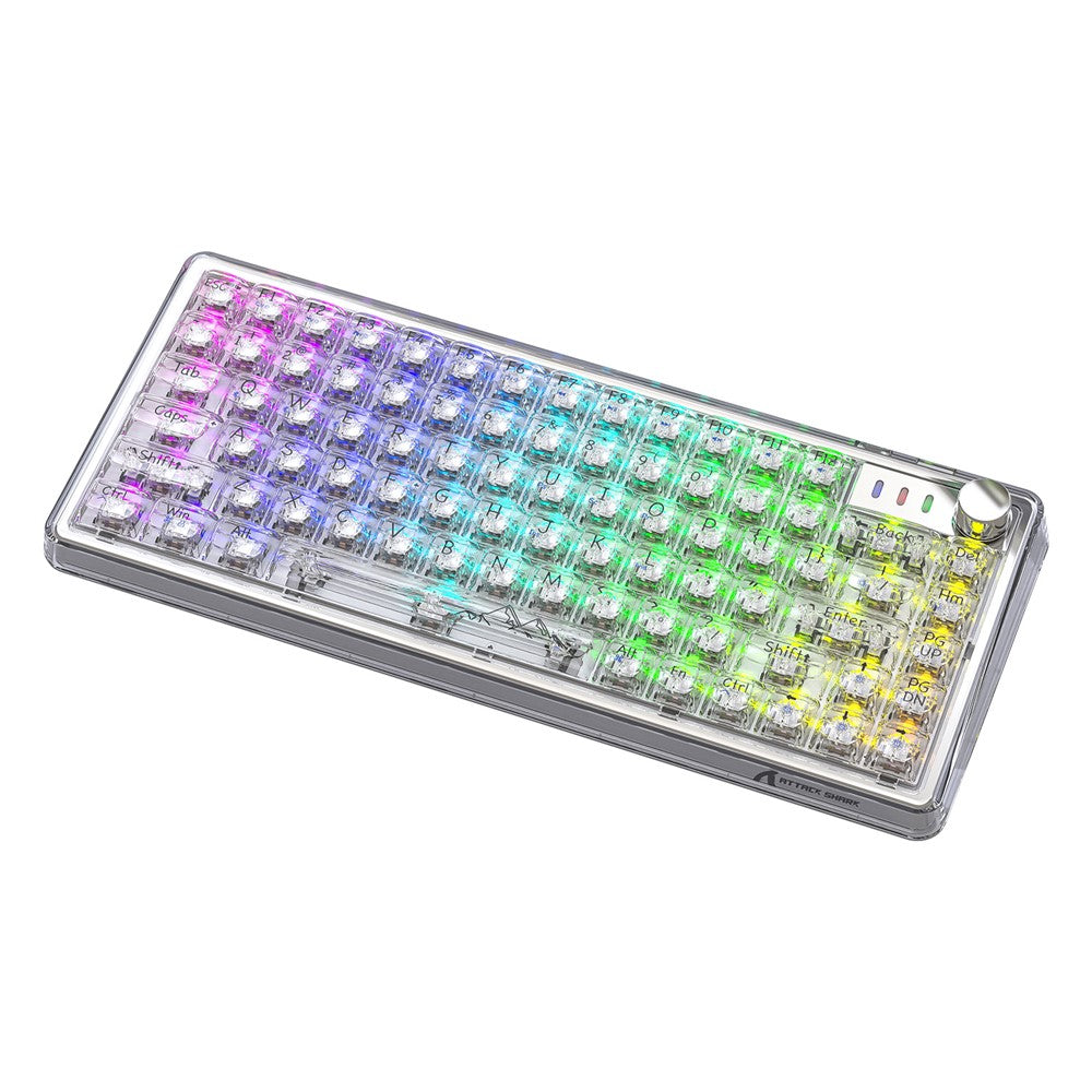 ATTACK SHARK K75 RGB Wireless Hot-swappable Mechanical Keyboard Three Mode Bluetooth-compatible Transparent Keyboard