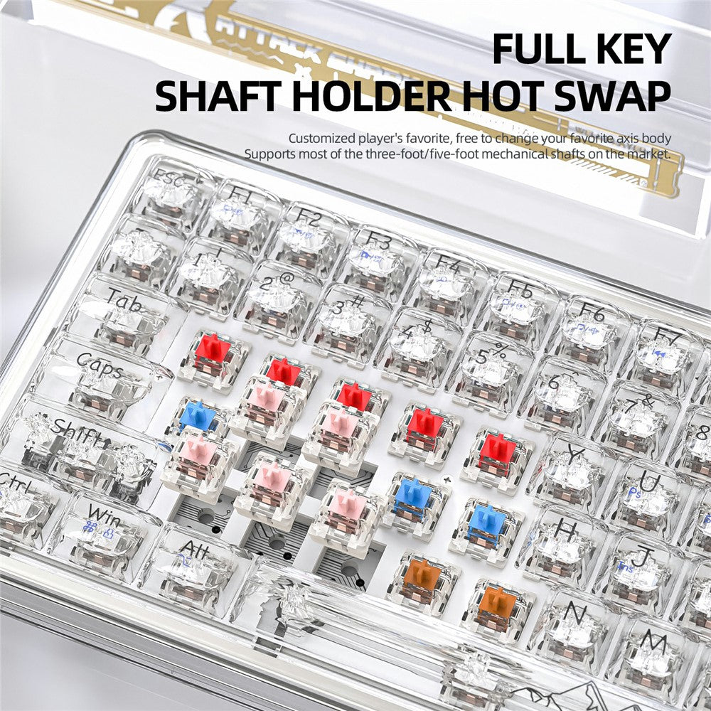 ATTACK SHARK K75 RGB Wireless Hot-Swappable Mechanical Keyboard Three Mode Bluetooth-compatible Transparent Keyboard