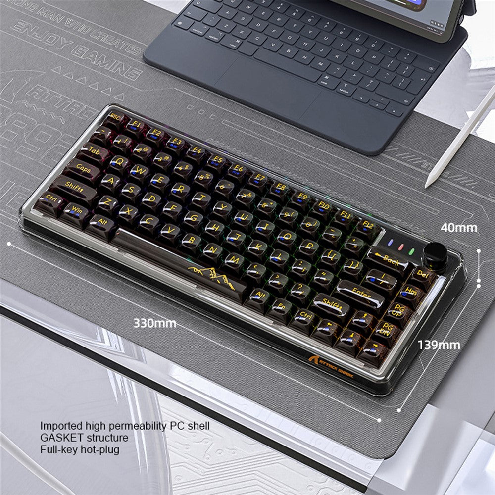 ATTACK SHARK K75 RGB Wireless Hot-swappable Mechanical Keyboard Three Mode Bluetooth-compatible Transparent Keyboard