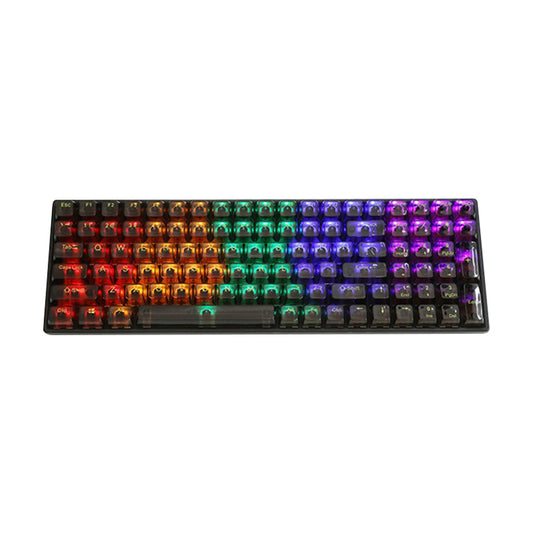 Y-FRUITFUL K10 100 Keys Type-C Wired Mechanical Keyboard with RGB Light, Transparent Black+Blue Switch