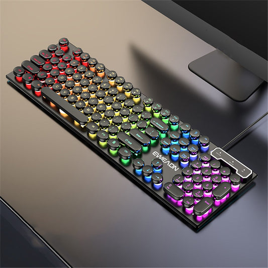 EWEADN GX30 Retro Punk Computer Laptop Keyboard USB Wired Backlit Gaming Keyboard