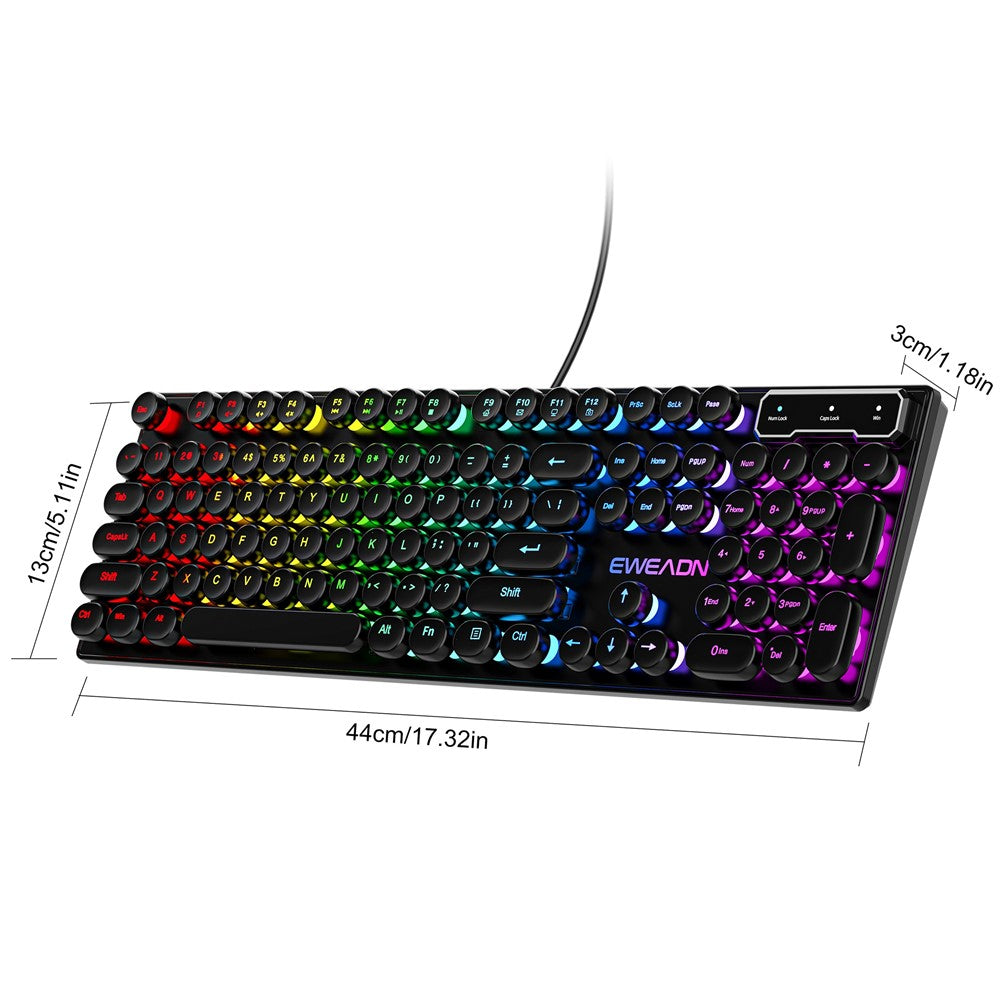 EWEADN GX30 Retro Punk Computer Laptop Keyboard USB Wired Backlit Gaming Keyboard