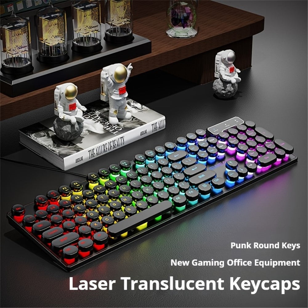 EWEADN GX30 Retro Punk Computer Laptop Keyboard USB Wired Backlit Gaming Keyboard
