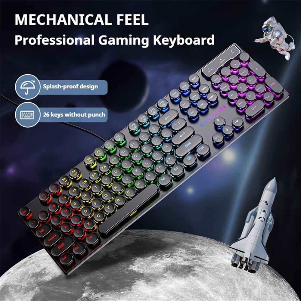 EWEADN GX30 Retro Punk Computer Laptop Keyboard USB Wired Backlit Gaming Keyboard