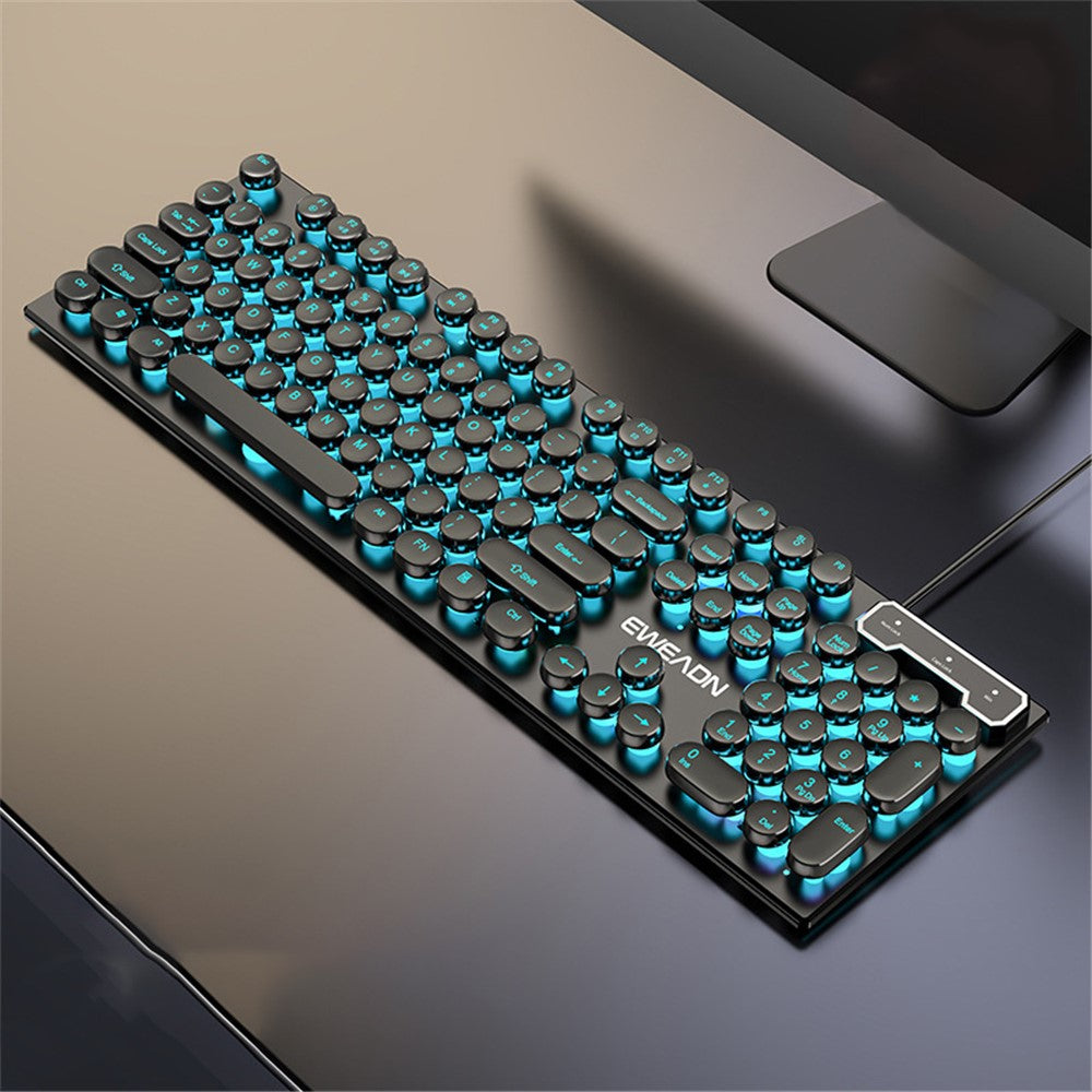 EWEADN GX30 Retro Punk Computer Laptop Keyboard USB Wired Backlit Gaming Keyboard