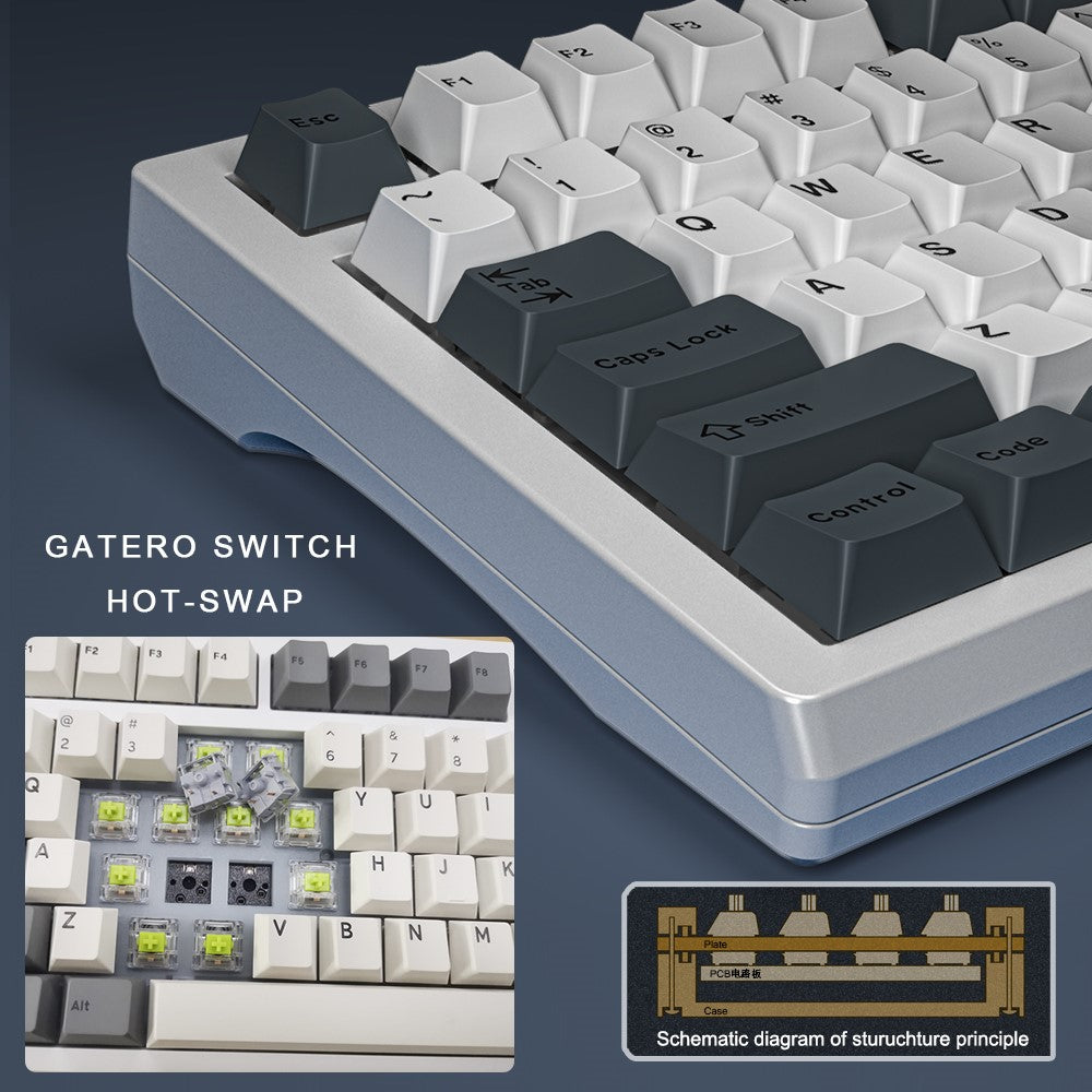 DARMOSHARK K8 Bluetooth-compatible / Wired / 2.4G Wireless Keyboard RGB Backlit Gasket Structure Mechanical Keyboard