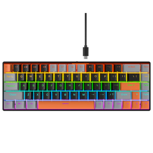 Y-FRUITFUL K68 Color Splicing Wired Keyboard 68-Key RGB Backlit Computer Office Gaming Keyboard
