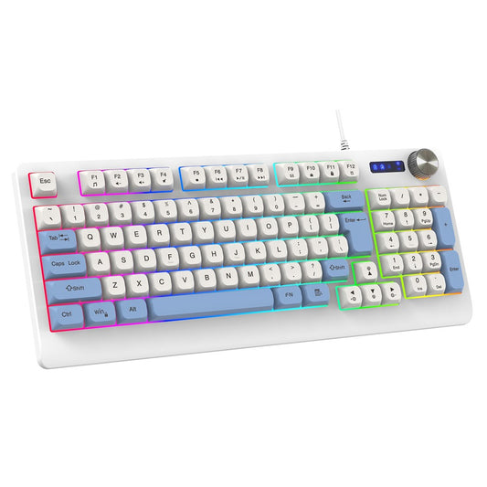 Y-FRUITFUL K93 Color Splicing Wired Keyboard 93-Key RGB Light Office Gaming Computer Keyboard
