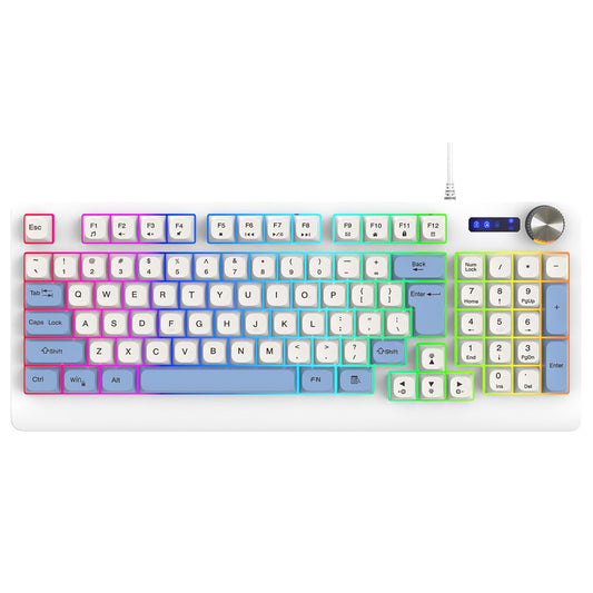 Y-FRUITFUL K93 Color Splicing Wired Keyboard 93-Key RGB Light Office Gaming Computer Keyboard