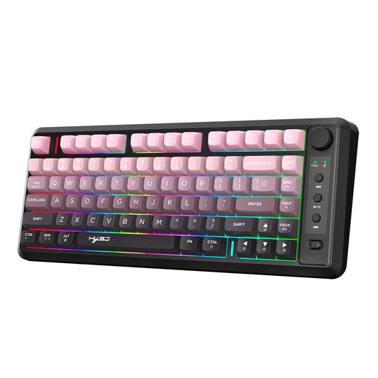 HXSJ L400 81 Keys Membrane Keyboard 2.4G + Bluetooth-compatible Tri-Mode Wireless Keyboard with RGB Backlit