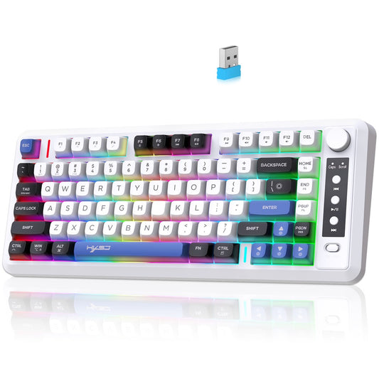 HXSJ L400 81 Keys Membrane Keyboard 2.4G + Bluetooth-compatible Tri-Mode Wireless Keyboard with RGB Backlit