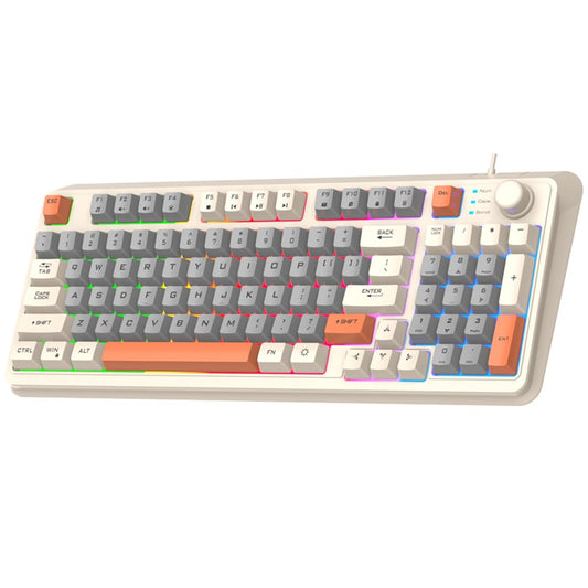 XUNFOX K82 94 Keys Gaming Wired Keyboard Mixed Color Backlit USB Keyboard with Kickstand