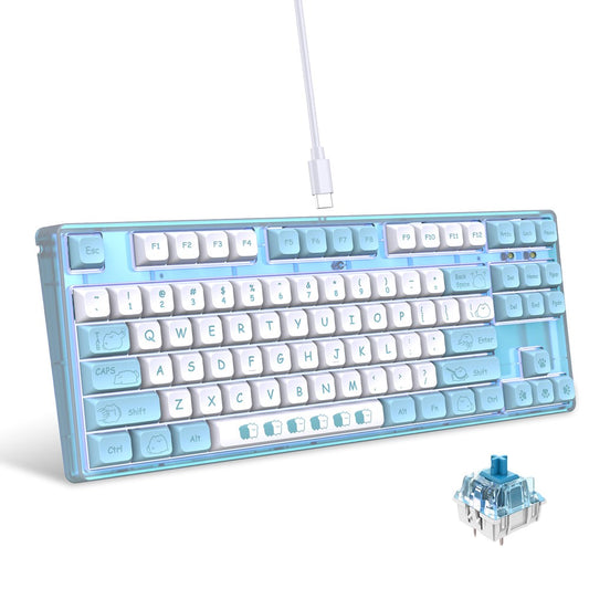 HXSJ L600 Cartoon Pattern 87-Key Mechanical Keyboard Ergonomic Wired Gaming Keyboard