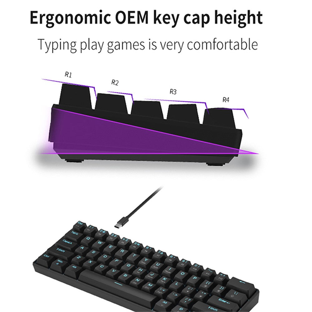 IBLANCOD K61 Mixed Color Keycap Mechanical Blue Backlight Gaming Keyboard for Computer