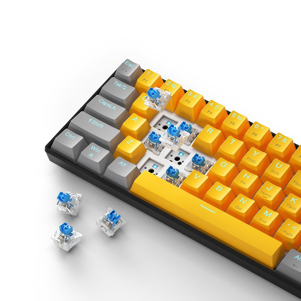 IBLANCOD K61 Mixed Color Keycap Mechanical Blue Backlight Gaming Keyboard for Computer