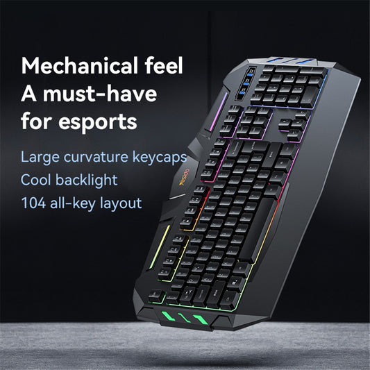 YESIDO KB21 1.5m USB Wired Keyboard 104-key Gaming Keyboard with Breathing Light