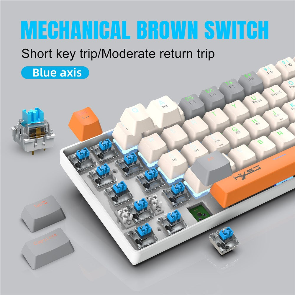 HXSJ V500 Mechanical Wired Keyboard 63 Keys Gaming Keyboard with Backlight Effect