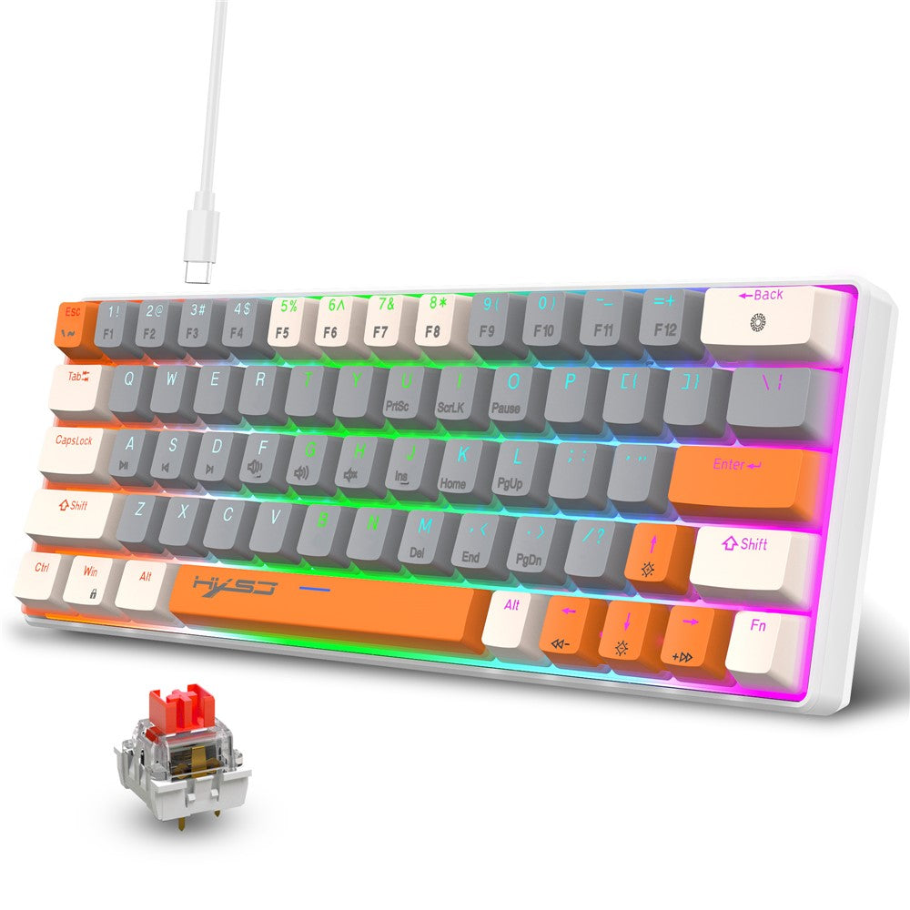 HXSJ V500 Mechanical Wired Keyboard 63 Keys Gaming Keyboard with Backlight Effect