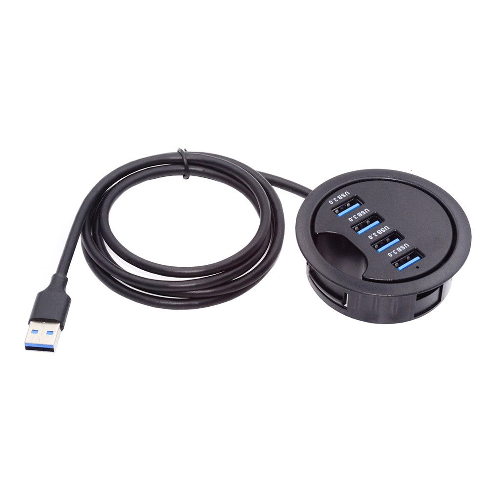 U3-095-HUB01 USB 3.0 Hub 4 USB3.0 Ports 60mm Computer Desk Grommet Splitter Dock Station