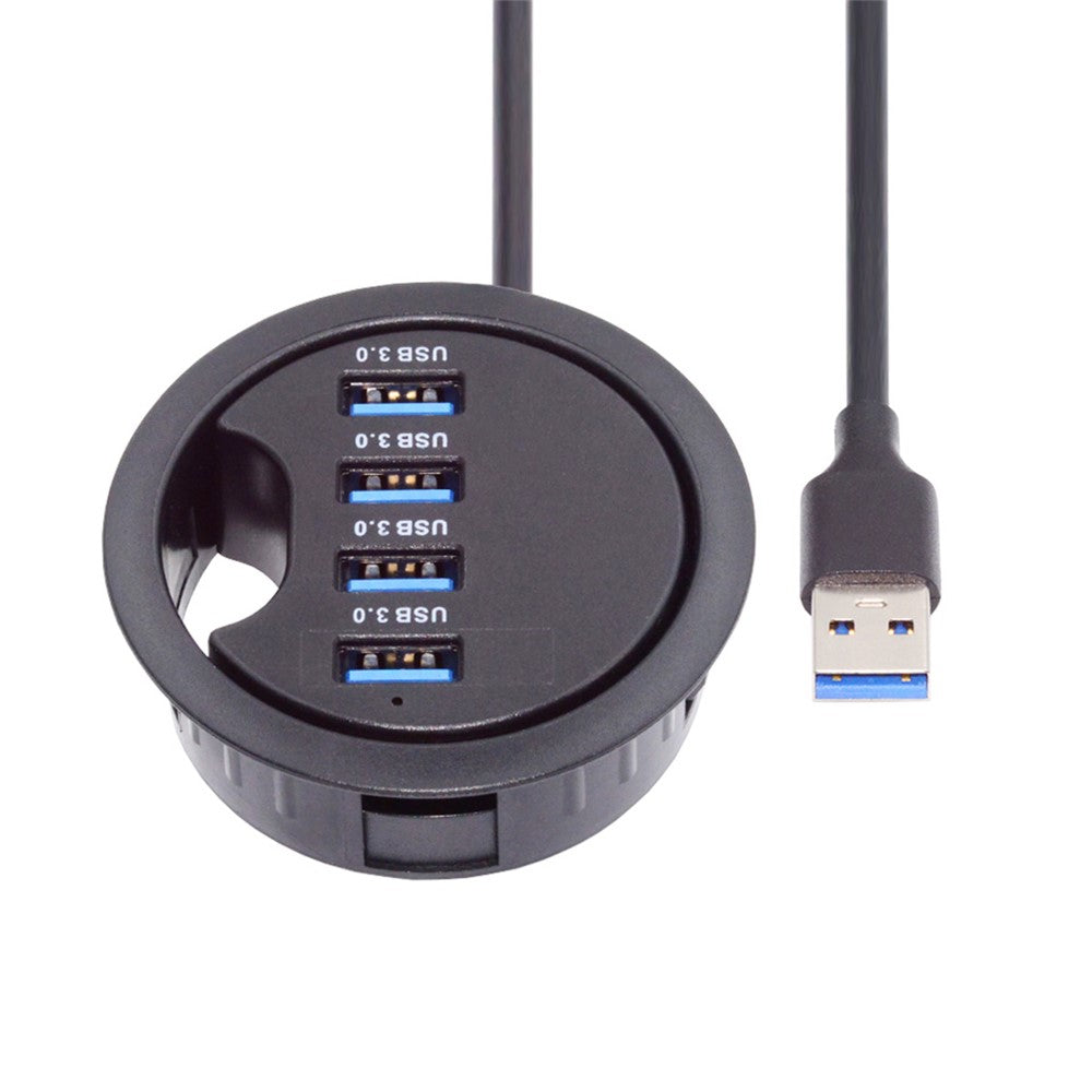 U3-095-HUB01 USB 3.0 Hub 4 USB3.0 Ports 60mm Computer Desk Grommet Splitter Dock Station