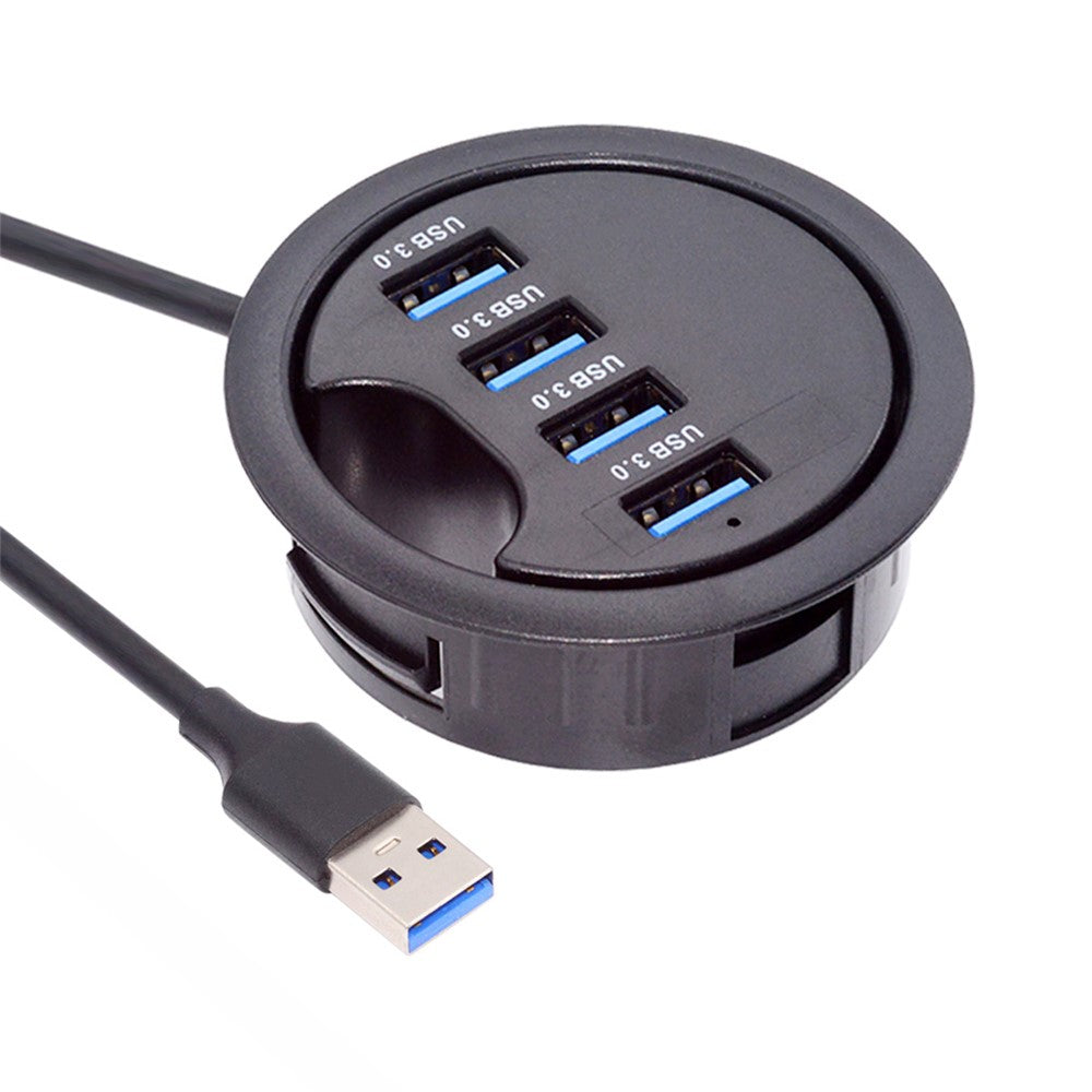 U3-095-HUB01 USB 3.0 Hub 4 USB3.0 Ports 60mm Computer Desk Grommet Splitter Dock Station