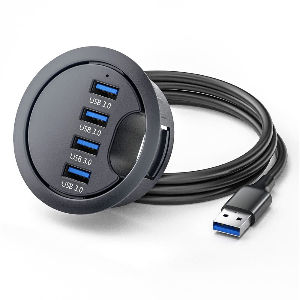 U3-095-HUB01 USB 3.0 Hub 4 USB3.0 Ports 60mm Computer Desk Grommet Splitter Dock Station