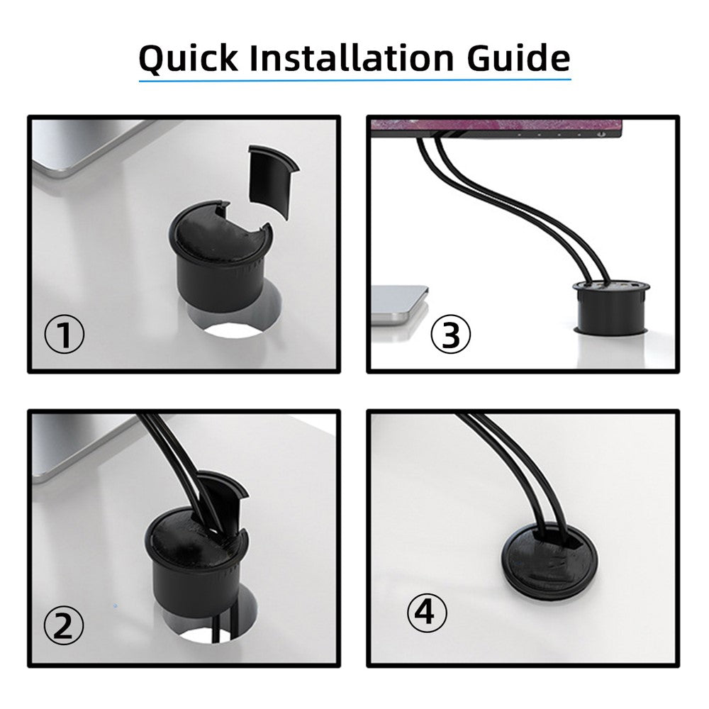 U3-095-HUB01 USB 3.0 Hub 4 USB3.0 Ports 60mm Computer Desk Grommet Splitter Dock Station