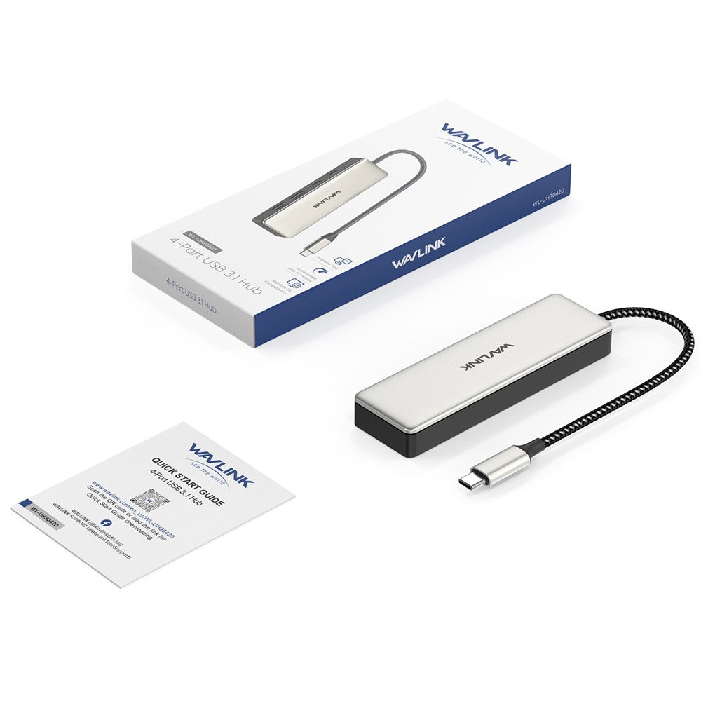 WAVLINK UH30420 Aluminum Alloy USB Hub 4-Port 10Gbps High Speed ??USB3.2 Gen2 Distributor