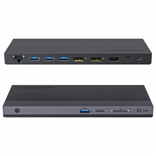 WAVLINK UMD01R Pro 13-in-1 Laptop Docking Station 2x Displayport and HD 4x USB 3.0 SD / TF Card Reader